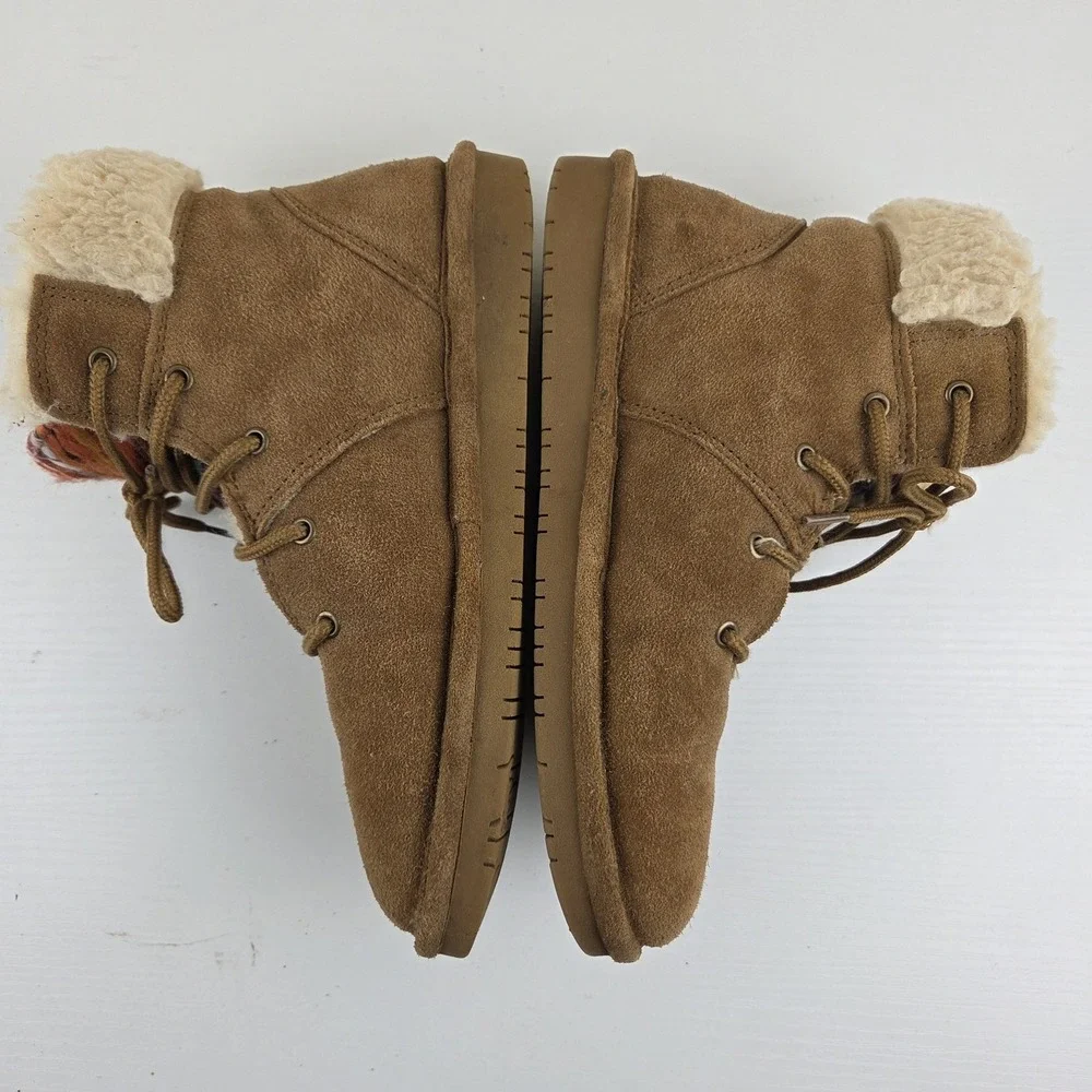 Bearpaw Youth Size 5 Aztec 2198Y Marie Suede Sheepskin Footbed Wool Blend Lining